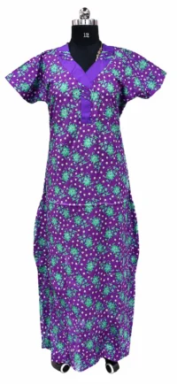 Women's Digital Print Nighty in Soft Cotton Fabric