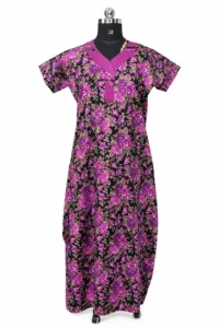 Women's Digital Print Nighty in Soft Cotton Fabric