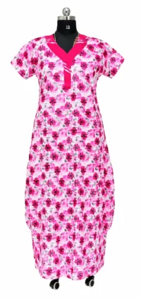 Women's Digital Print Nighty in Soft Cotton Fabric