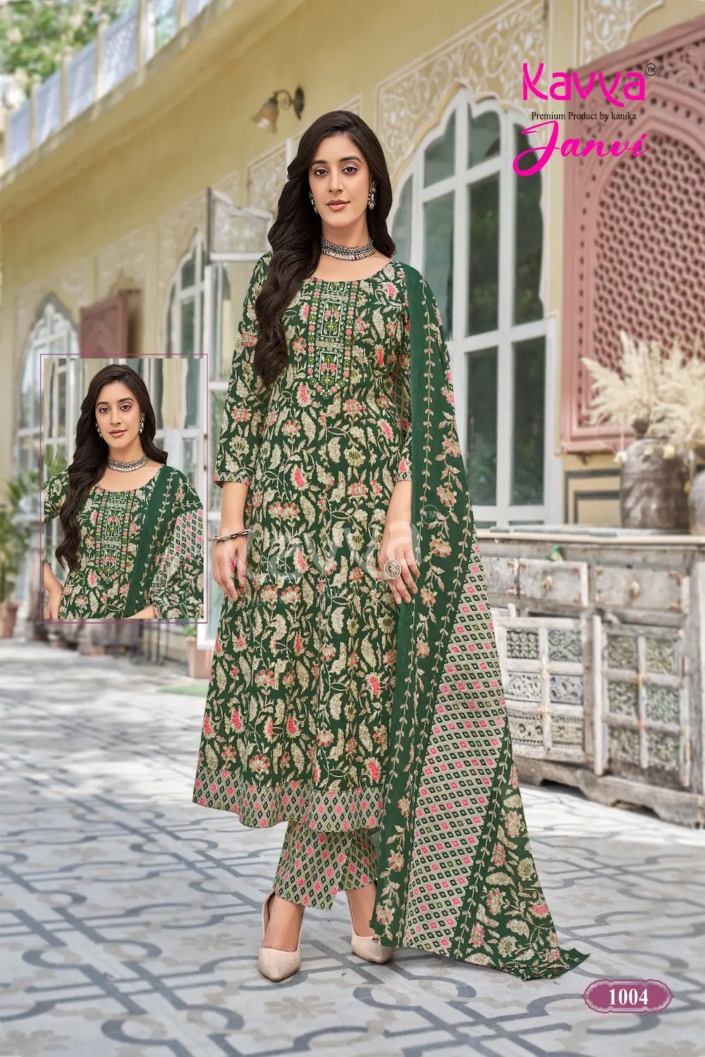 Kavya Janvi A Line Anarkali Pattern Salwar 3 Piece Set for Women with Elegant Anarkali Kurta Matching Bottom and Dupatta