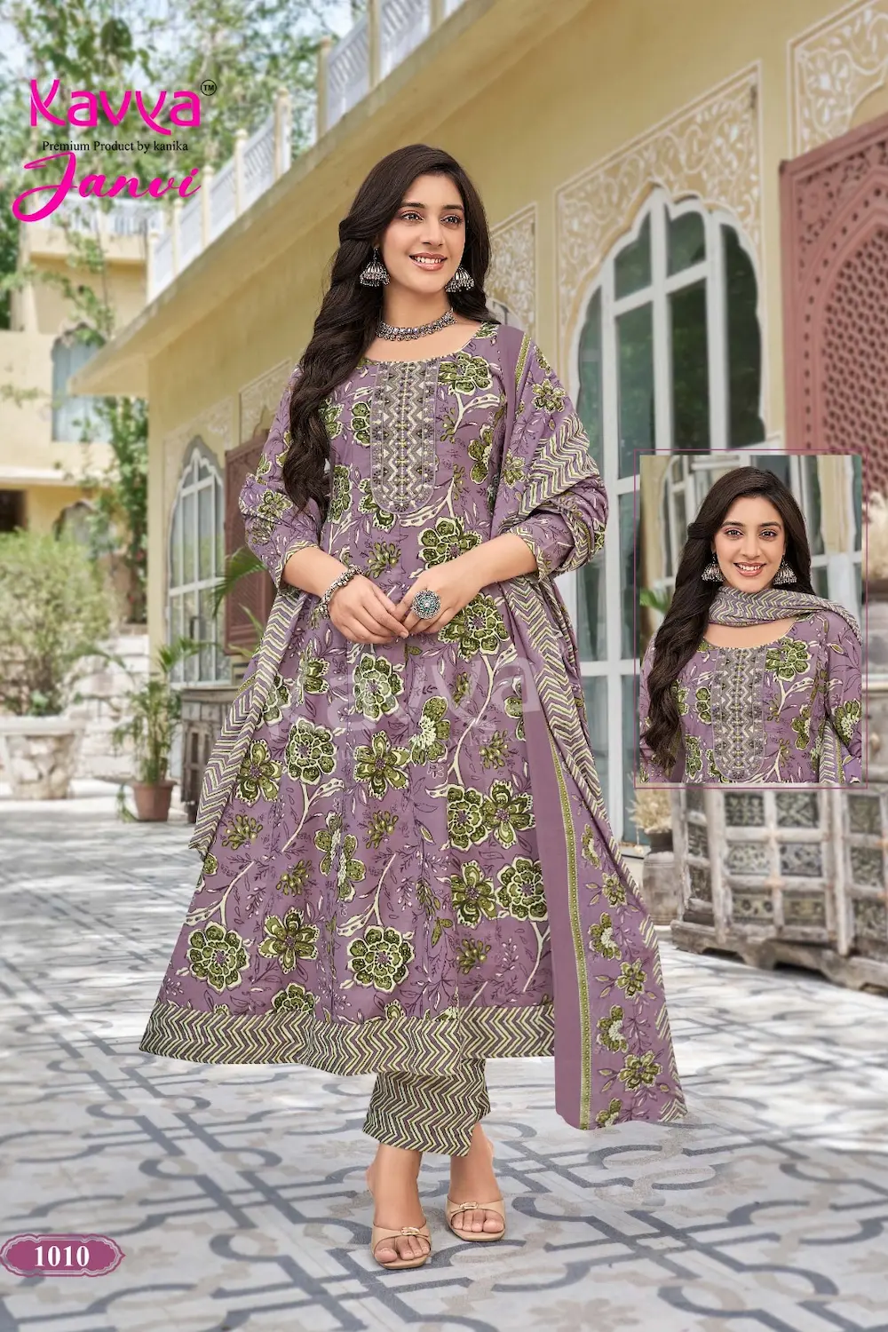 Kavya Janvi A Line Anarkali Pattern Salwar 3 Piece Set for Women with Elegant Anarkali Kurta Matching Bottom and Dupatta