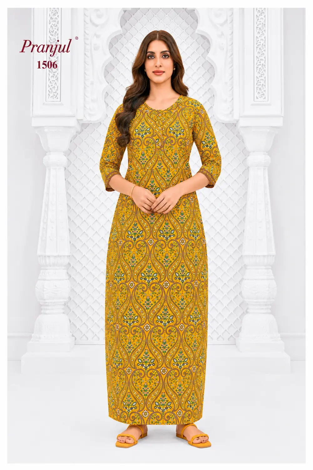 Pranjul Long Sleeve Cotton Nighty for Women