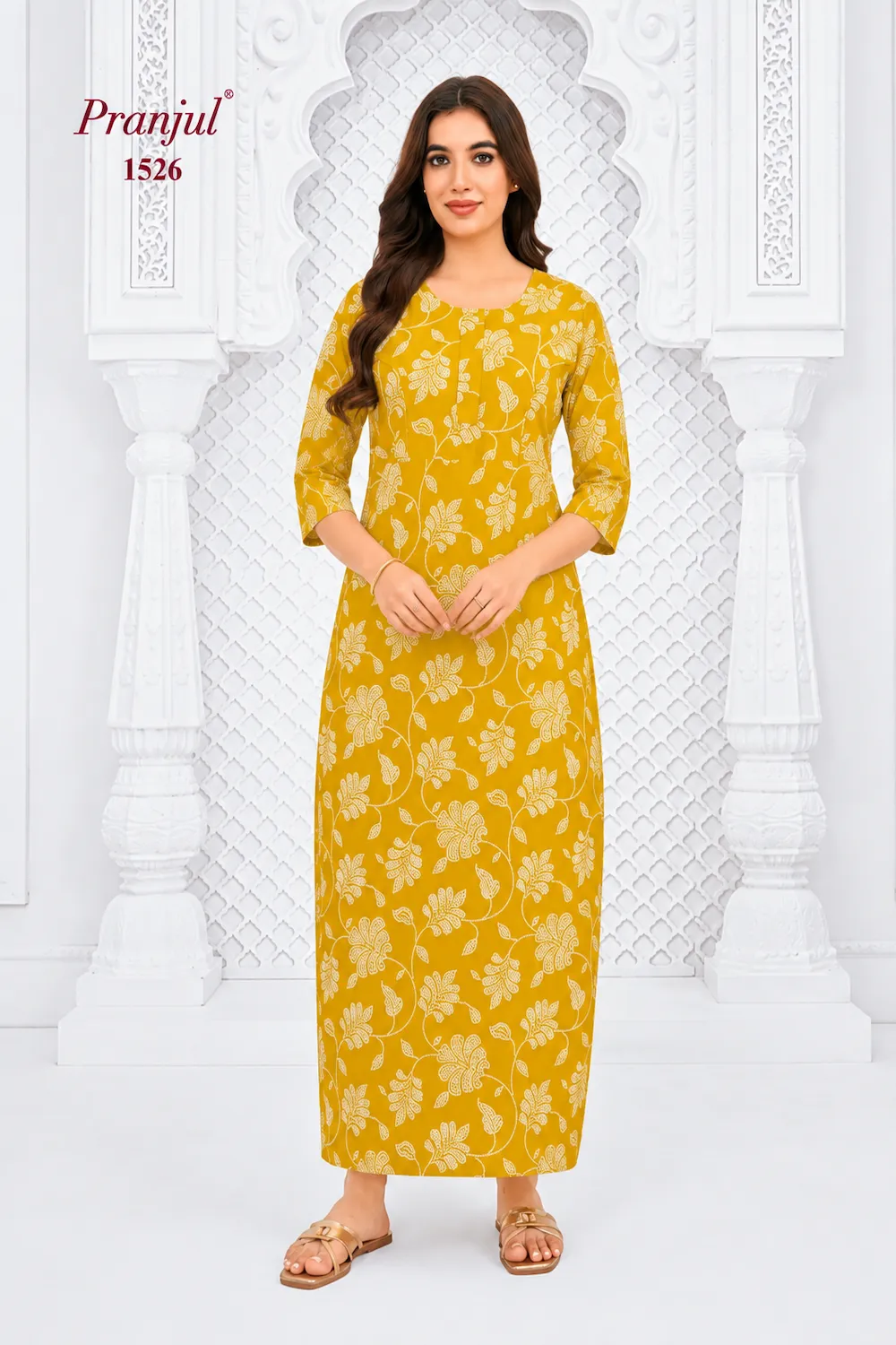 Pranjul Long Sleeve Cotton Nighty for Women