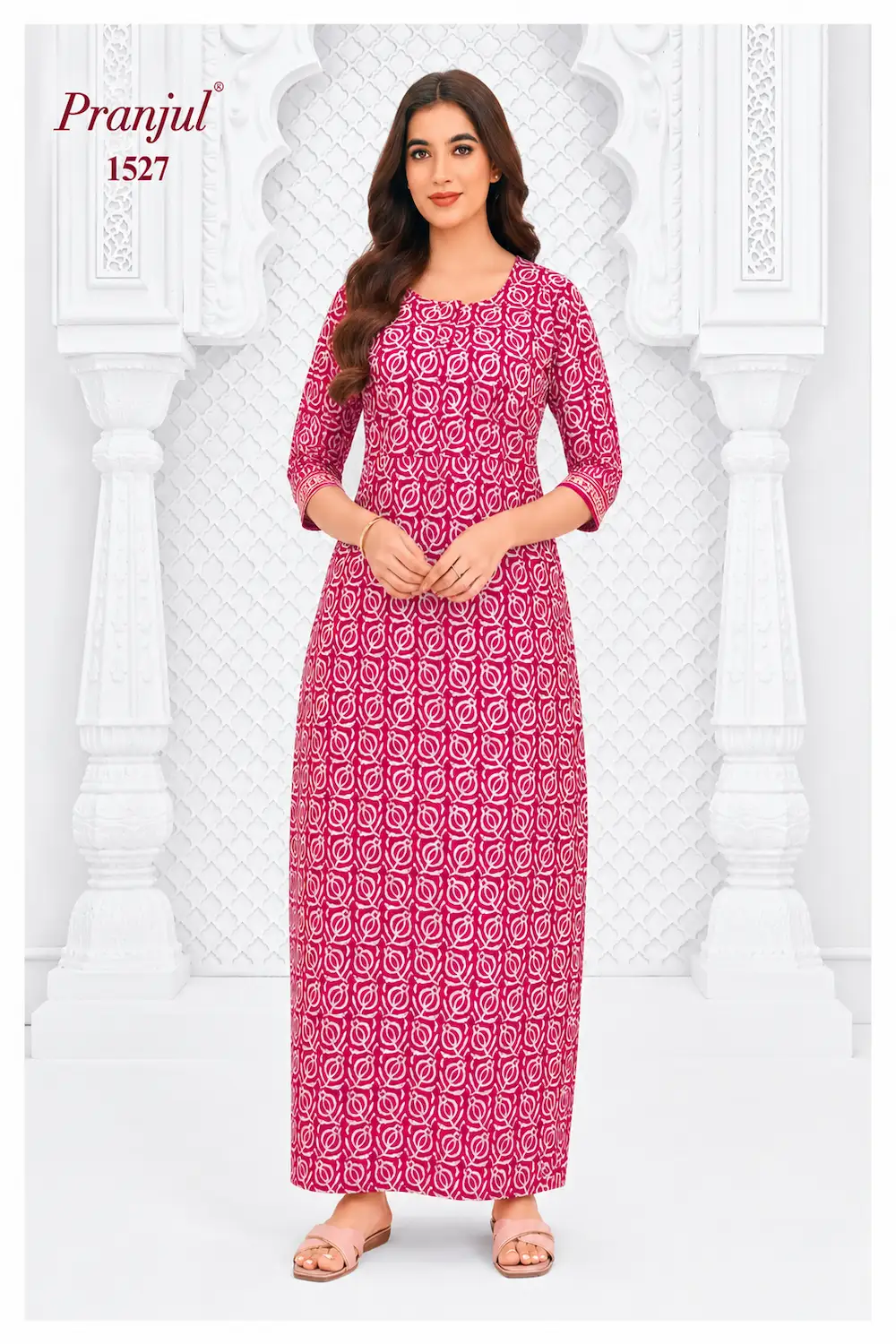 Pranjul Long Sleeve Cotton Nighty for Women
