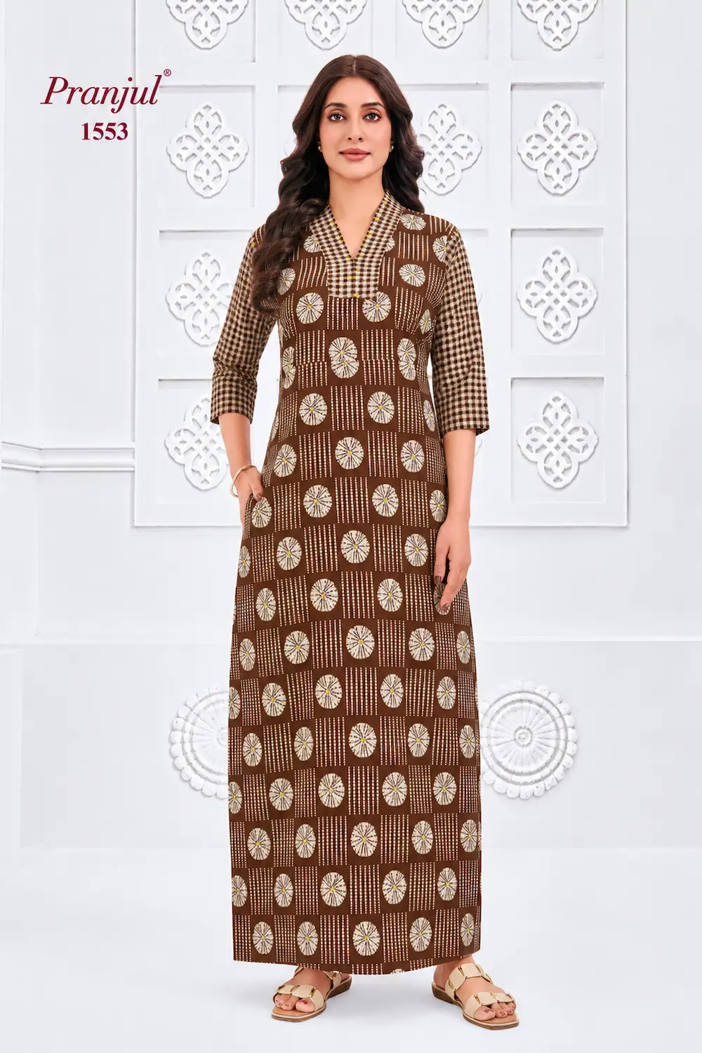 Pranjul Long Sleeve Cotton Nighty for Women