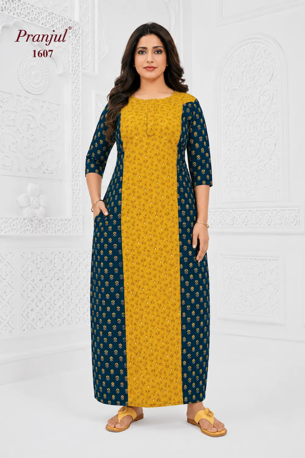 Pranjul Long Sleeve Cotton Nighty for Women