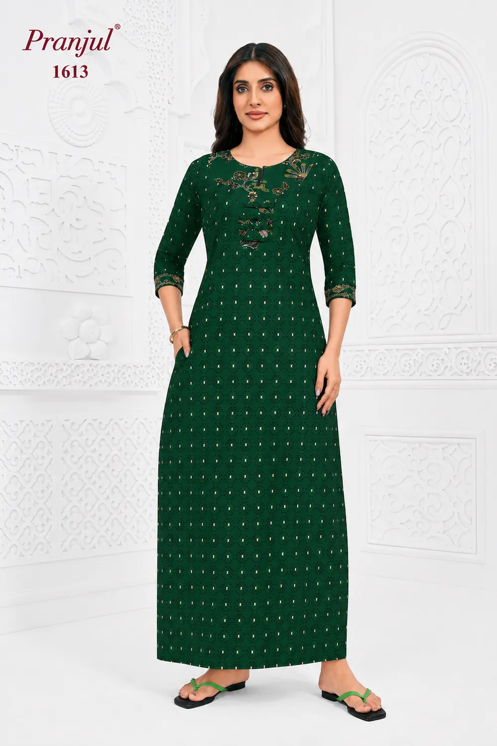 Pranjul Long Sleeve Cotton Nighty for Women
