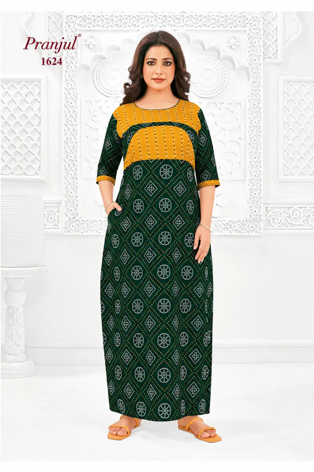 Pranjul Long Sleeve Cotton Nighty for Women