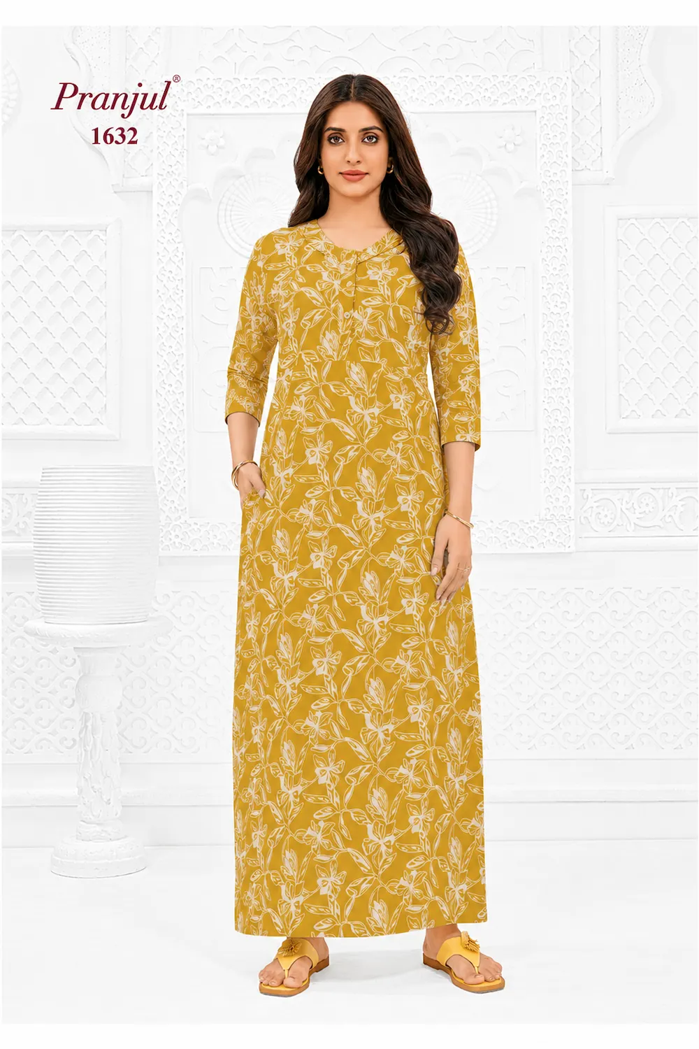 Pranjul Long Sleeve Cotton Nighty for Women