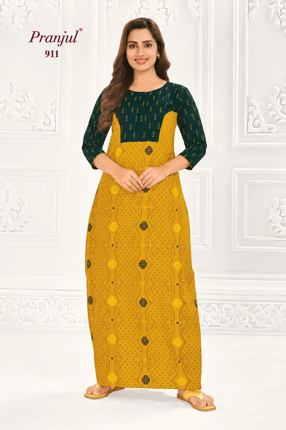Pranjul Long Sleeve Cotton Nighty for Women