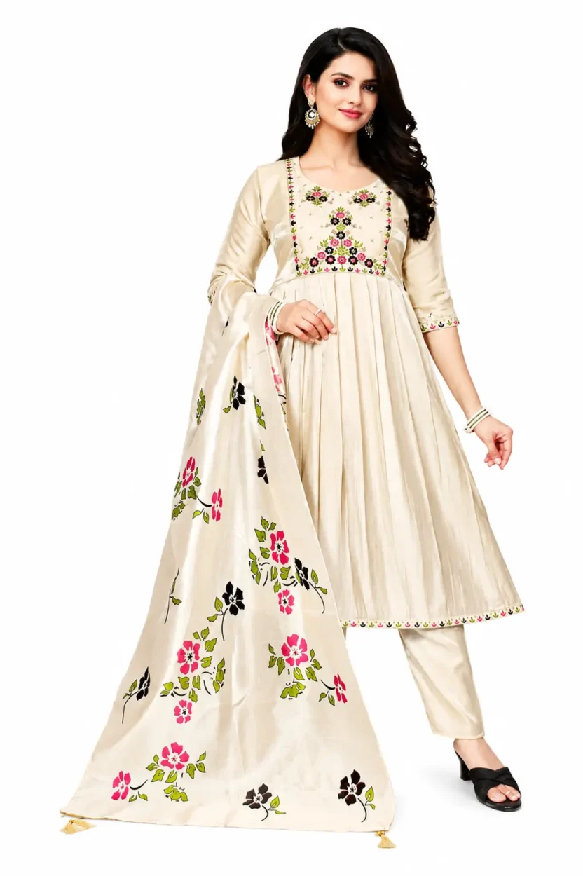 Space Silk Anarkali Salwar 3 Piece Set for Women