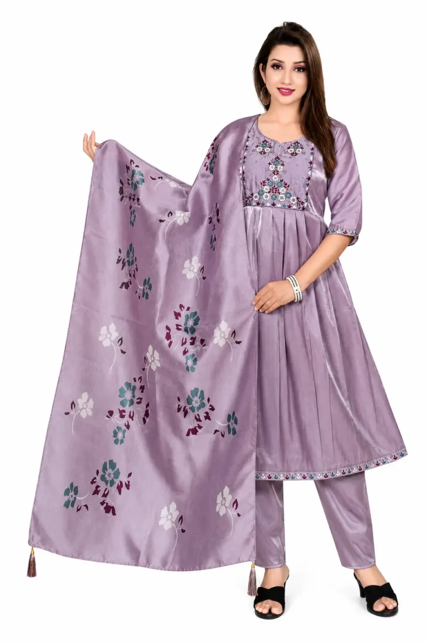Space Silk Anarkali Salwar 3 Piece Set for Women