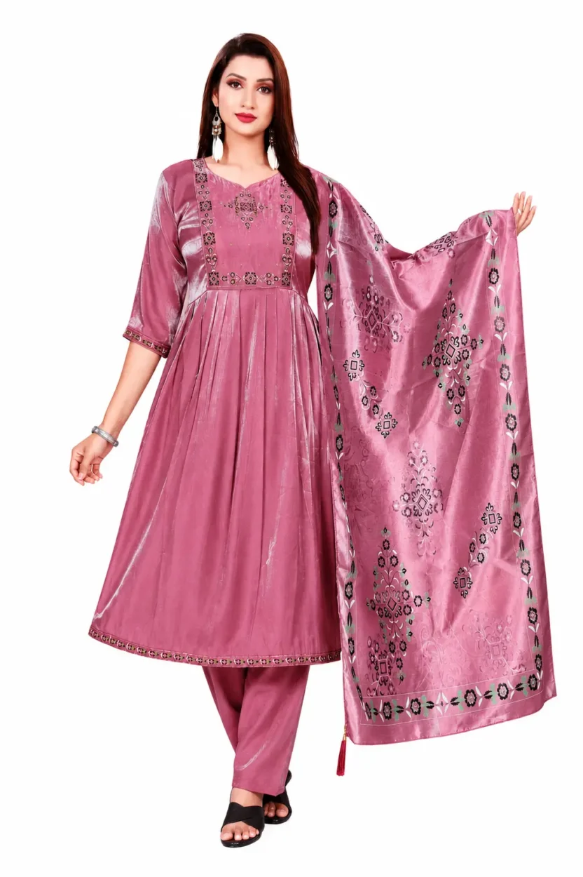 Space Silk Anarkali Salwar 3 Piece Set for Women