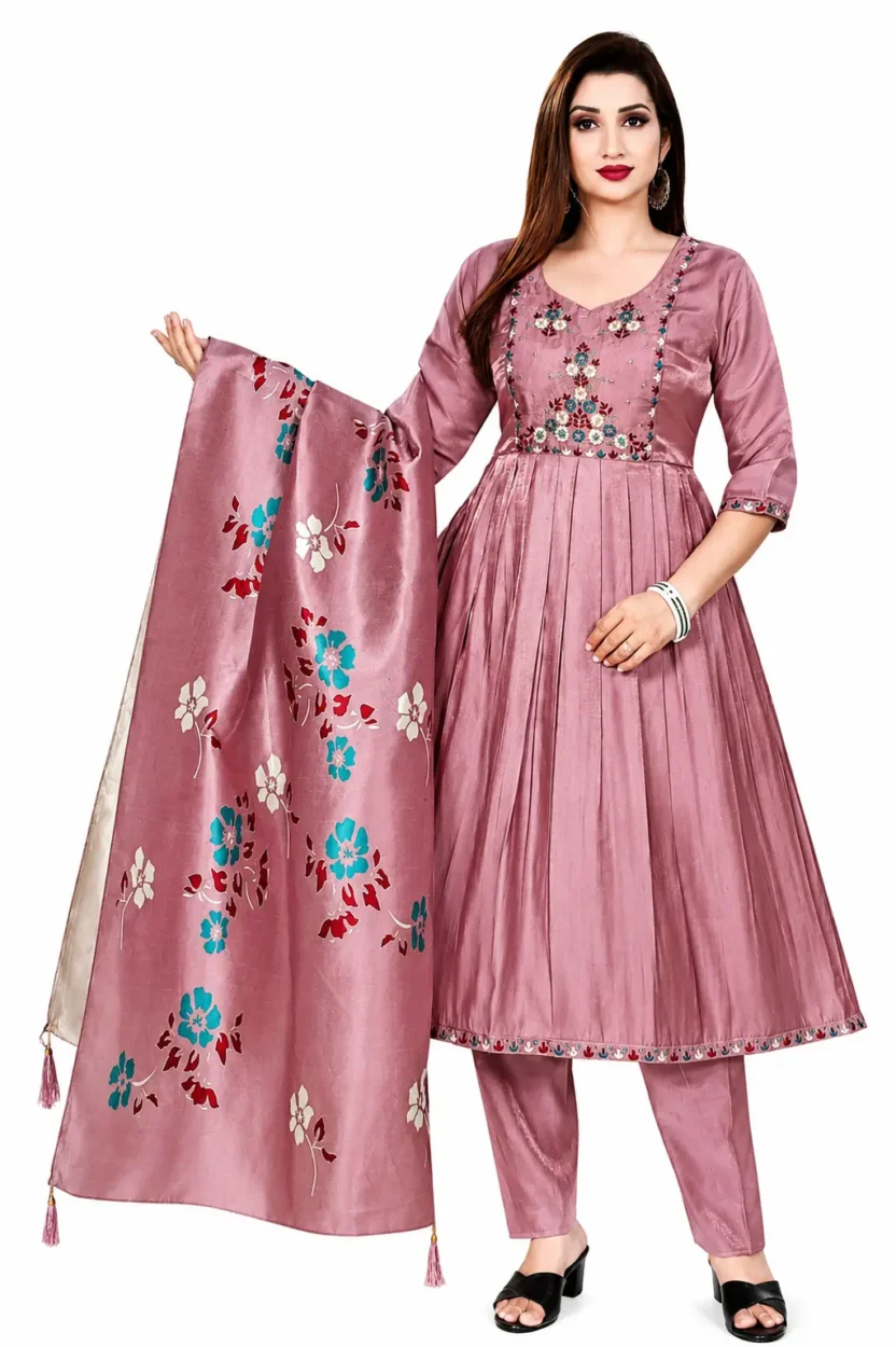 Space Silk Anarkali Salwar 3 Piece Set for Women