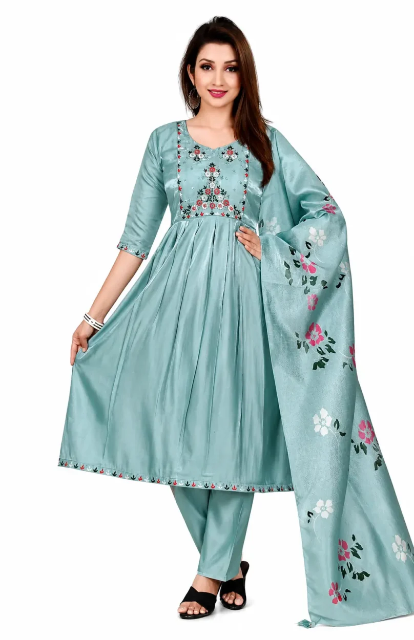 Space Silk Anarkali Salwar 3 Piece Set for Women