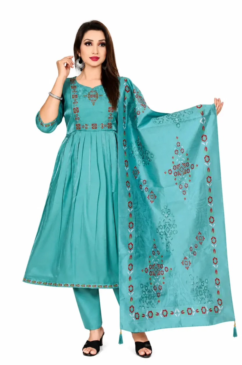 Space Silk Anarkali Salwar 3 Piece Set for Women