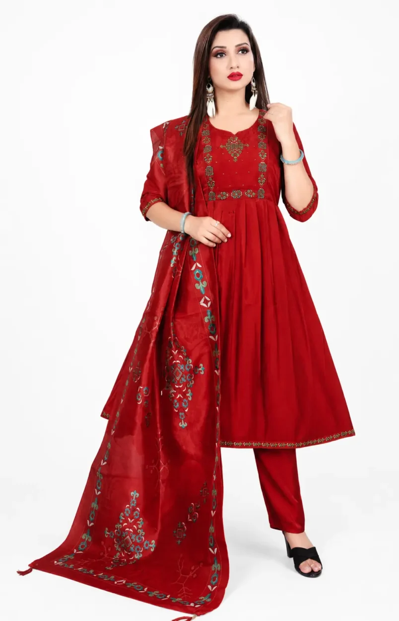 Space Silk Anarkali Salwar 3 Piece Set for Women