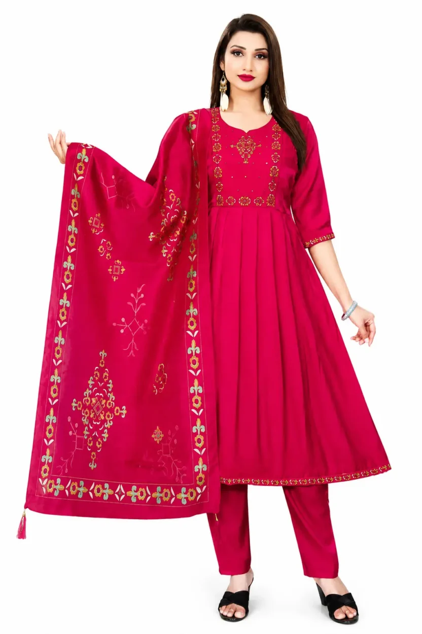 Space Silk Anarkali Salwar 3 Piece Set for Women