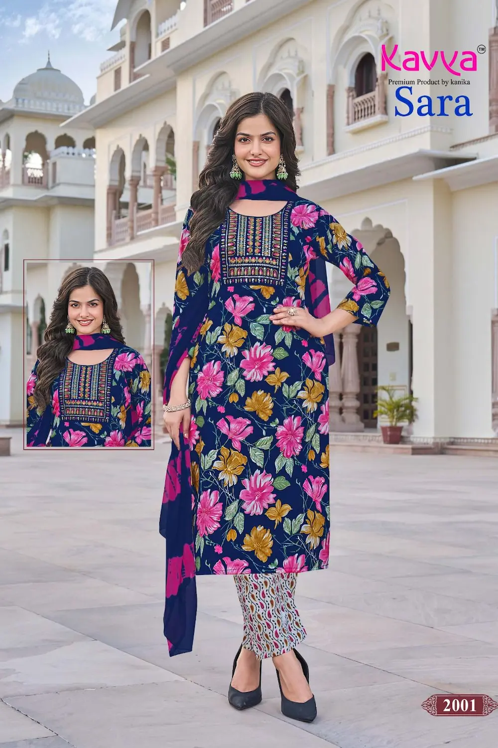 Kavya Sara Straight Pant 3 Piece Salwar Set for Women