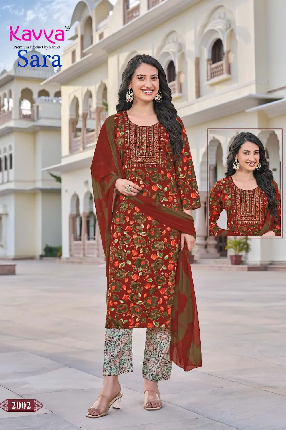 Kavya Sara Straight Pant 3 Piece Salwar Set for Women