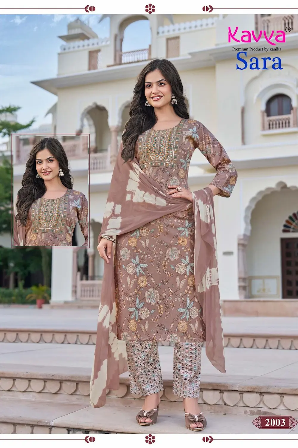 Kavya Sara Straight Pant 3 Piece Salwar Set for Women