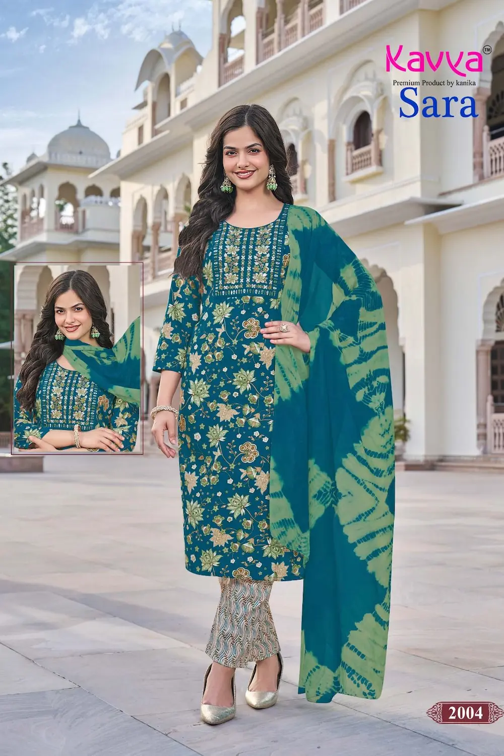 Kavya Sara Straight Pant 3 Piece Salwar Set for Women
