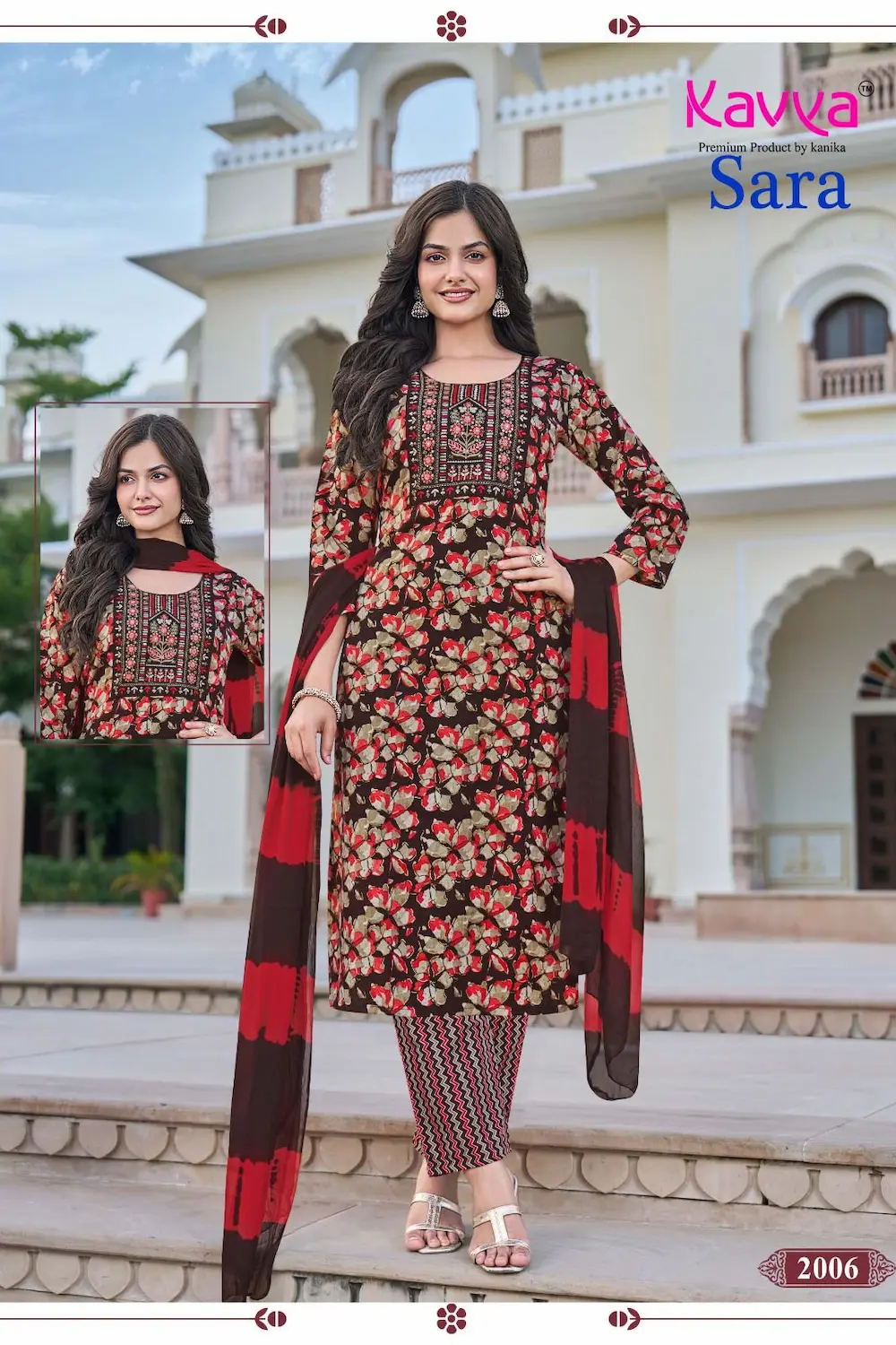 Kavya Sara Straight Pant 3 Piece Salwar Set for Women