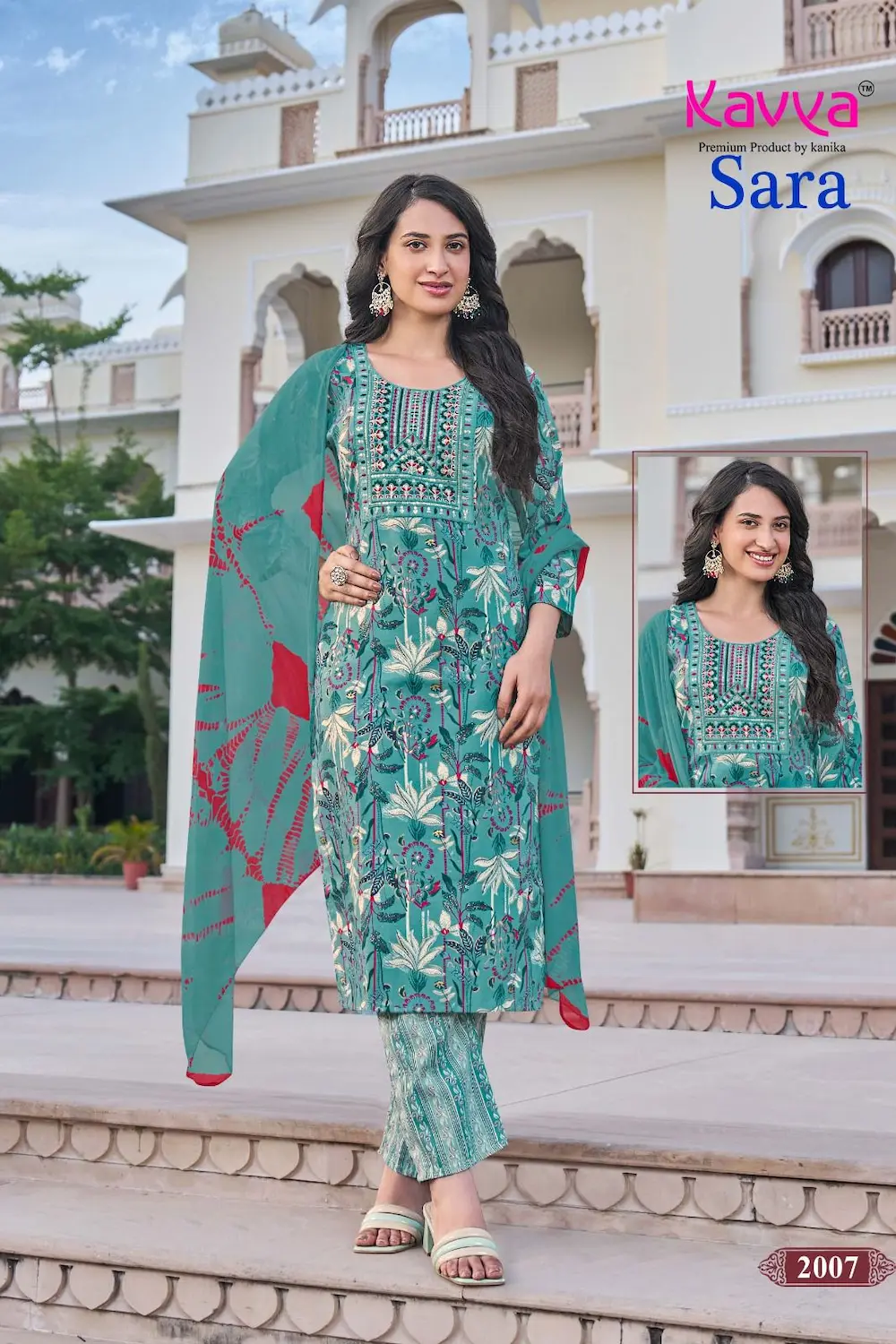 Kavya Sara Straight Pant 3 Piece Salwar Set for Women