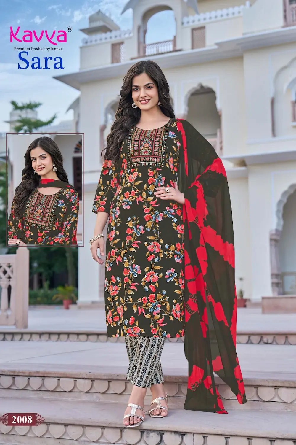 Kavya Sara Straight Pant 3 Piece Salwar Set for Women