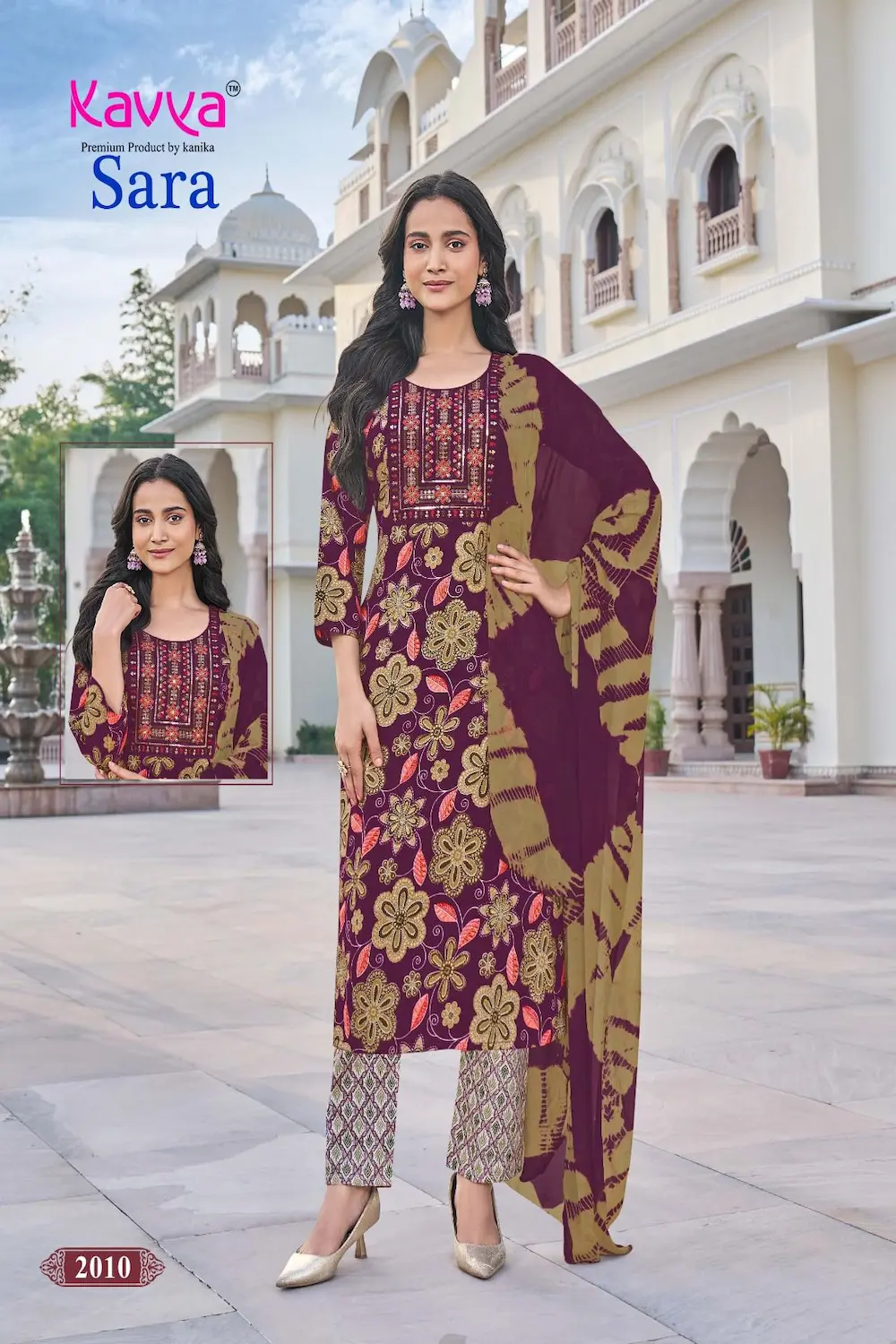 Kavya Sara Straight Pant 3 Piece Salwar Set for Women