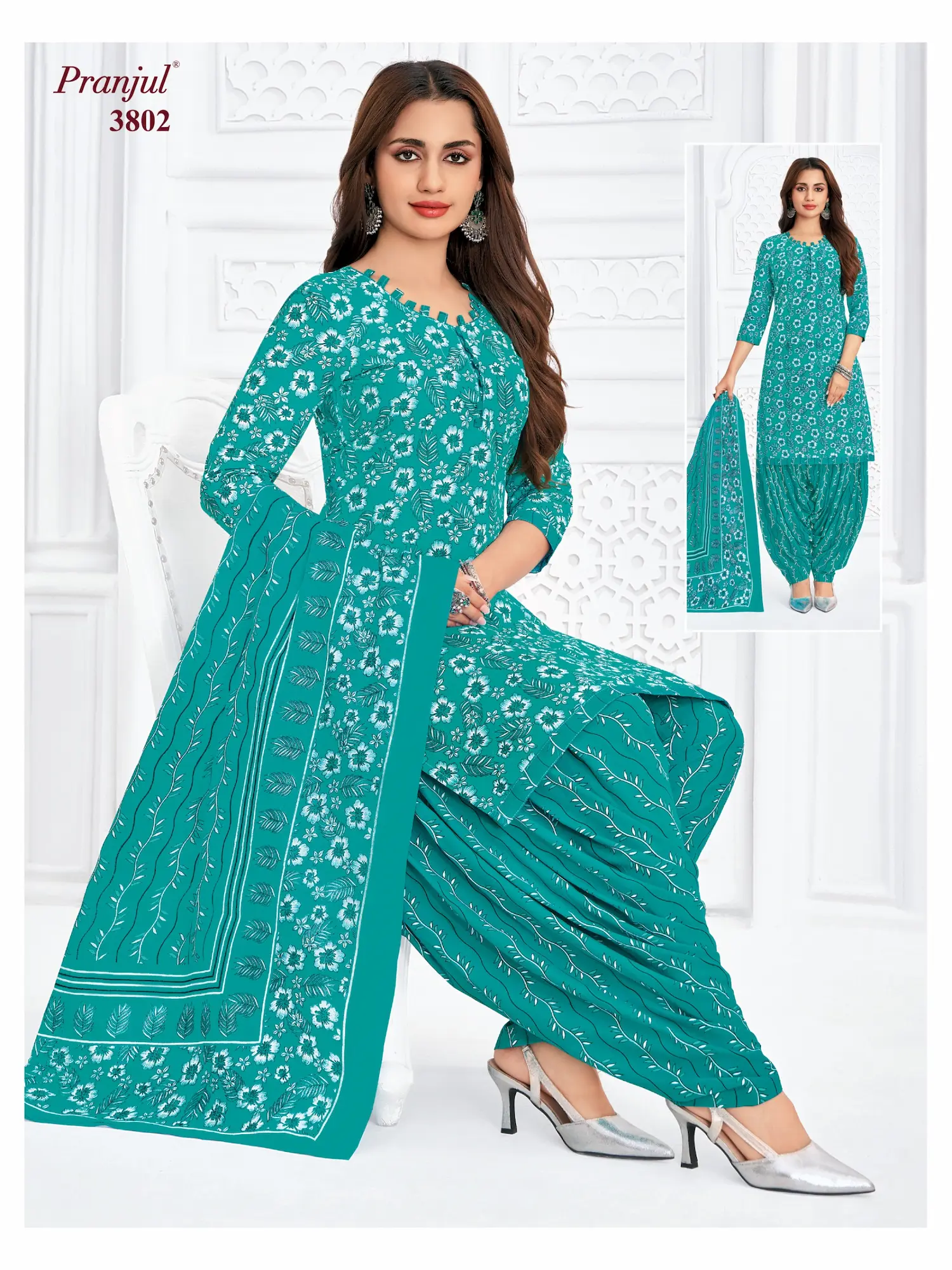 Pranjul Pattiyala Without Lining PWOL 3 Piece Cotton Salwar Suit for Women