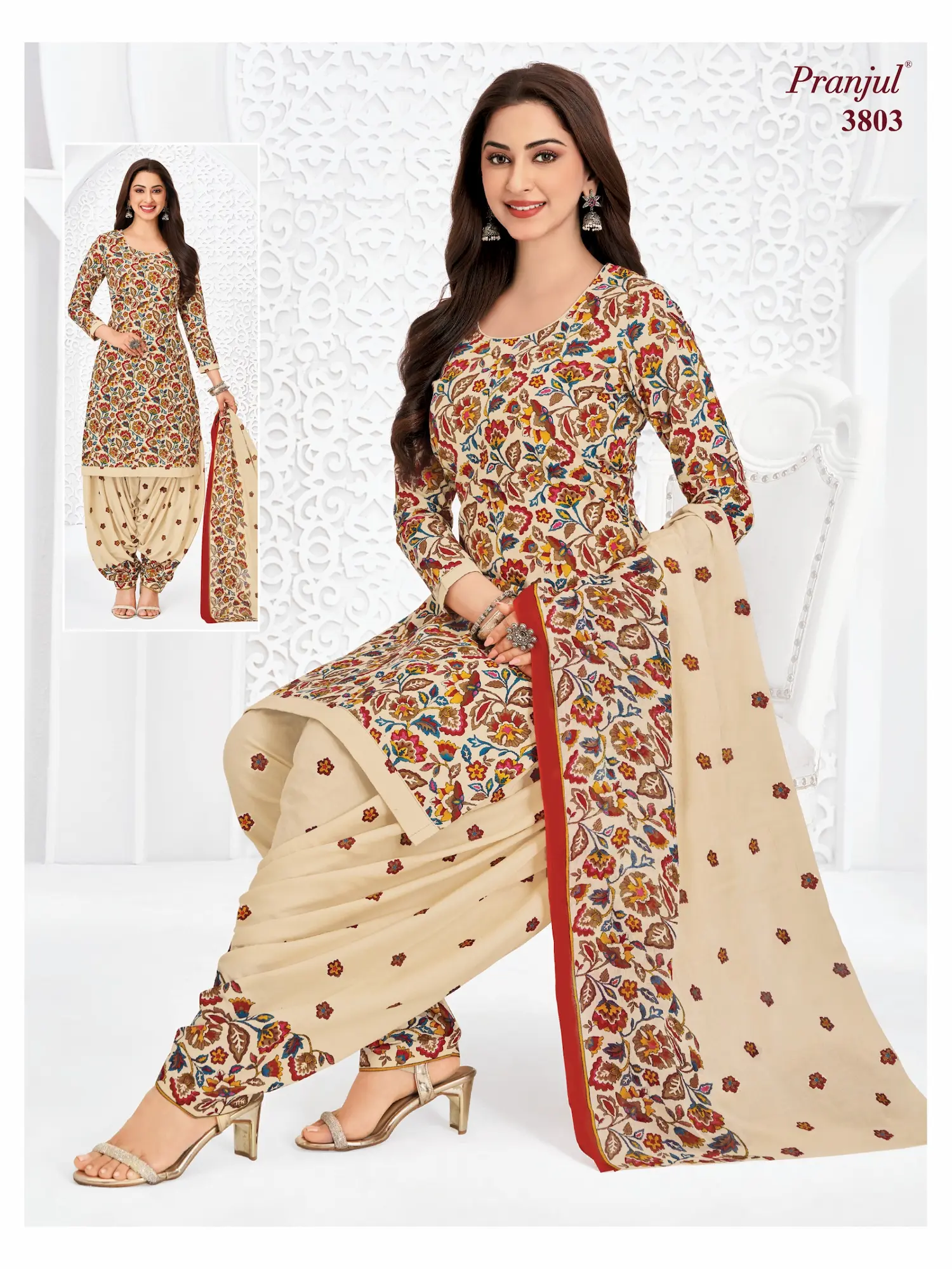 Pranjul Pattiyala Without Lining PWOL 3 Piece Cotton Salwar Suit for Women