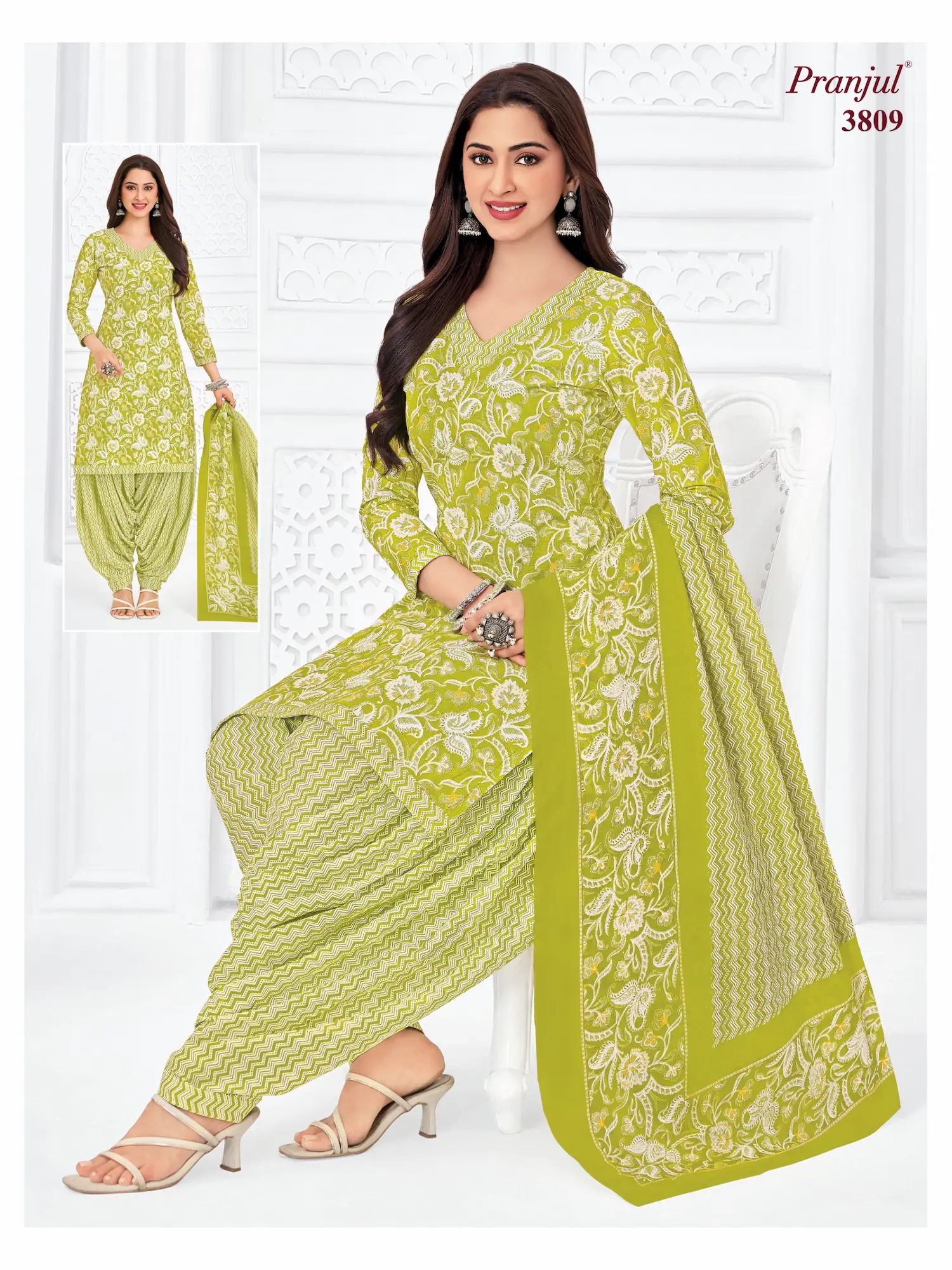 Pranjul Pattiyala Without Lining PWOL 3 Piece Cotton Salwar Suit for Women