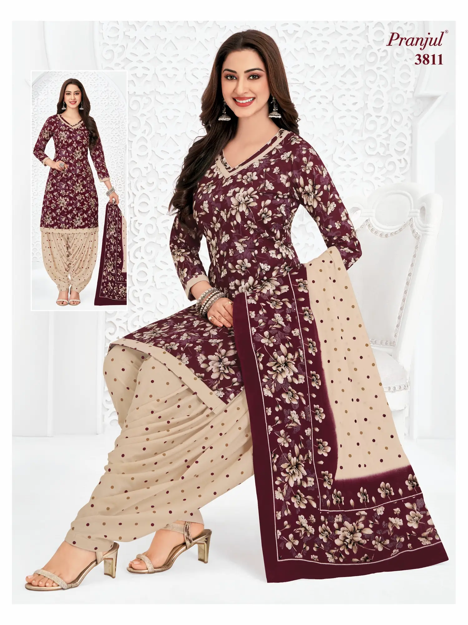 Pranjul Pattiyala Without Lining PWOL 3 Piece Cotton Salwar Suit for Women