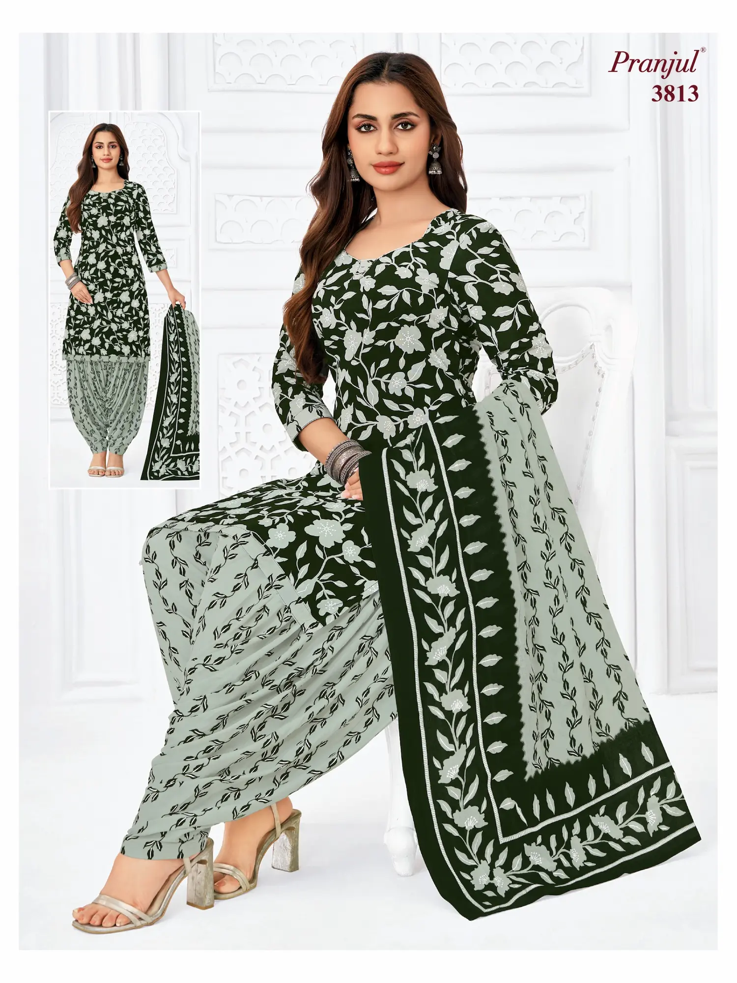 Pranjul Pattiyala Without Lining PWOL 3 Piece Cotton Salwar Suit for Women