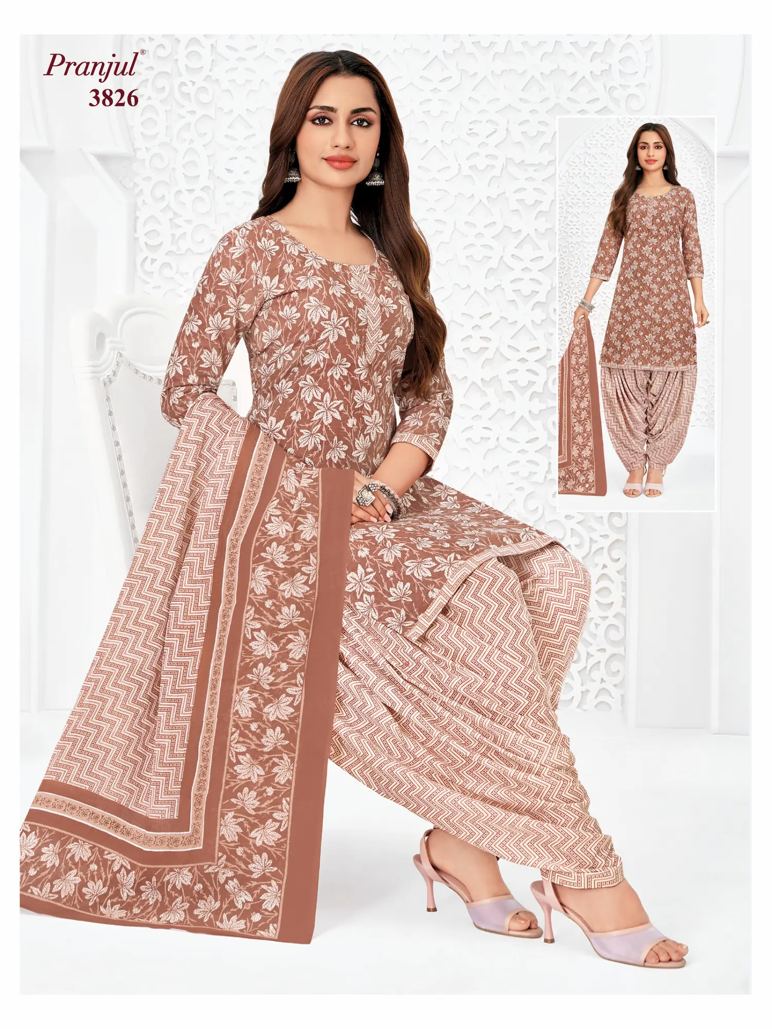 Pranjul Pattiyala Without Lining PWOL 3 Piece Cotton Salwar Suit for Women
