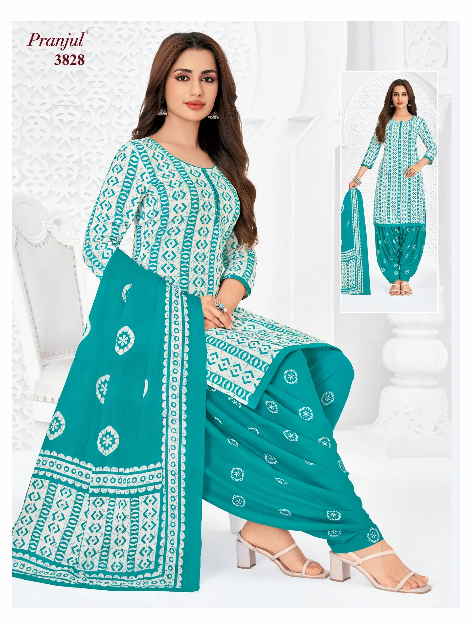 Pranjul Pattiyala Without Lining PWOL 3 Piece Cotton Salwar Suit for Women