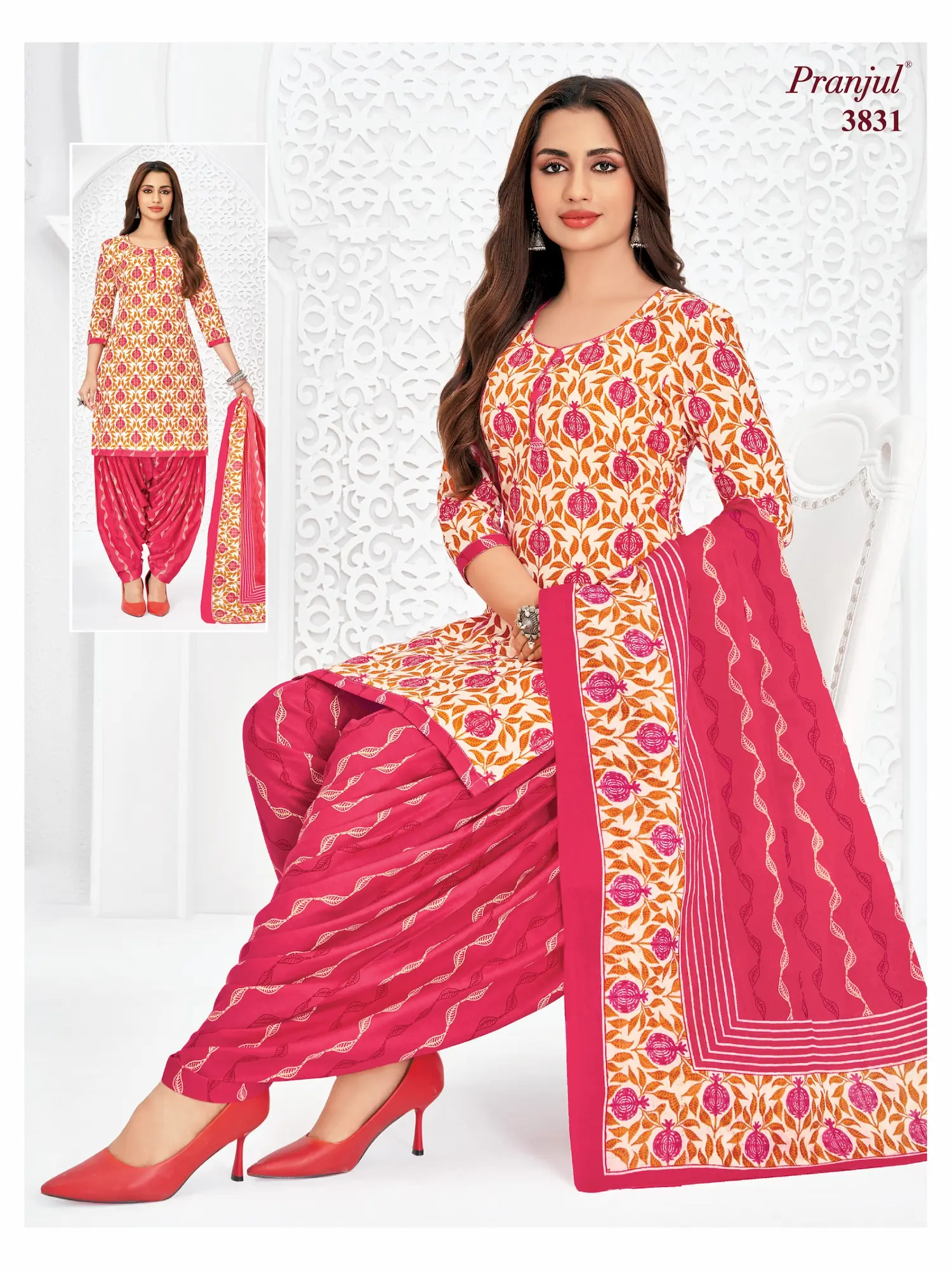 Pranjul Pattiyala Without Lining PWOL 3 Piece Cotton Salwar Suit for Women