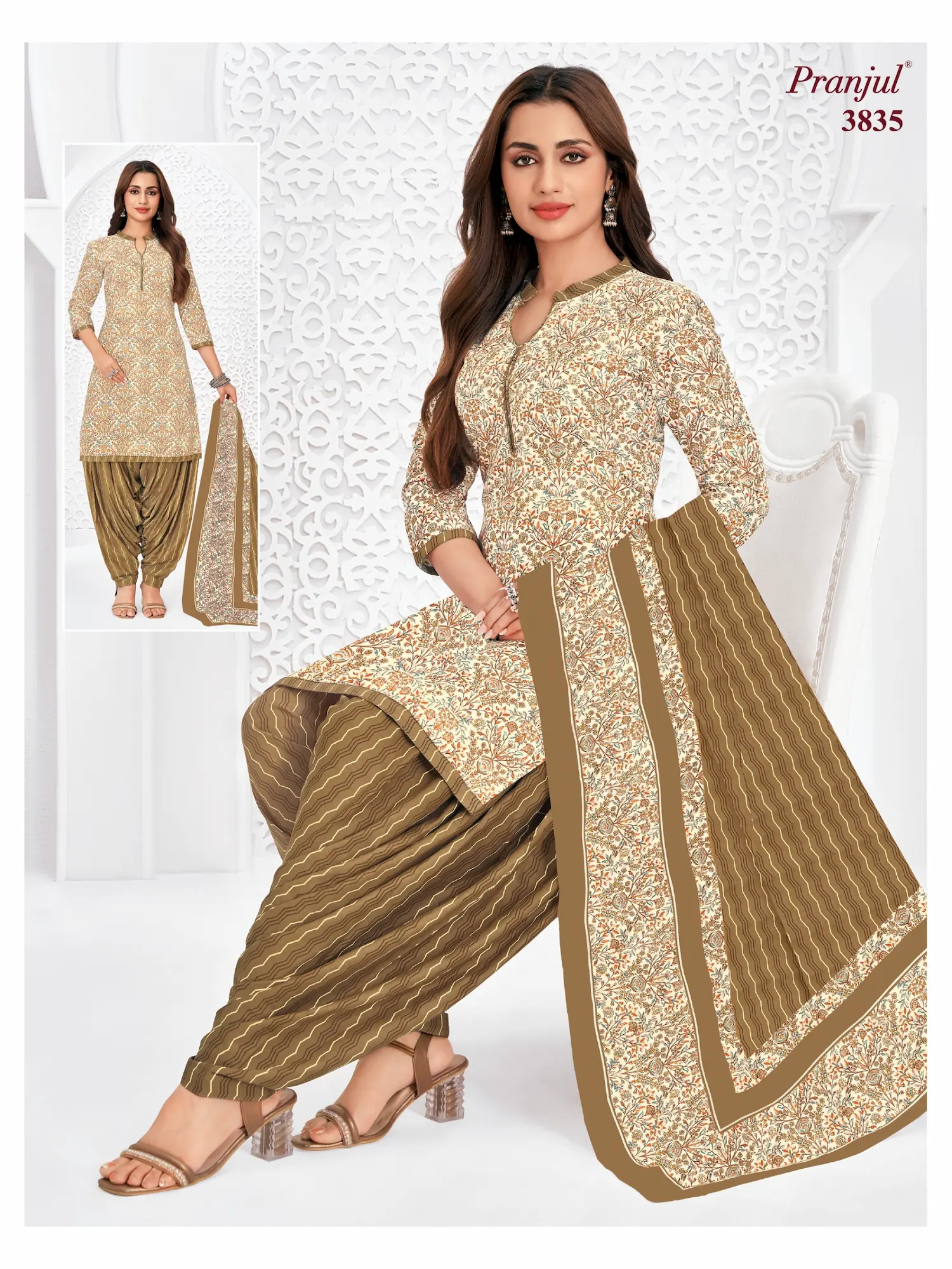 Pranjul Pattiyala Without Lining PWOL 3 Piece Cotton Salwar Suit for Women