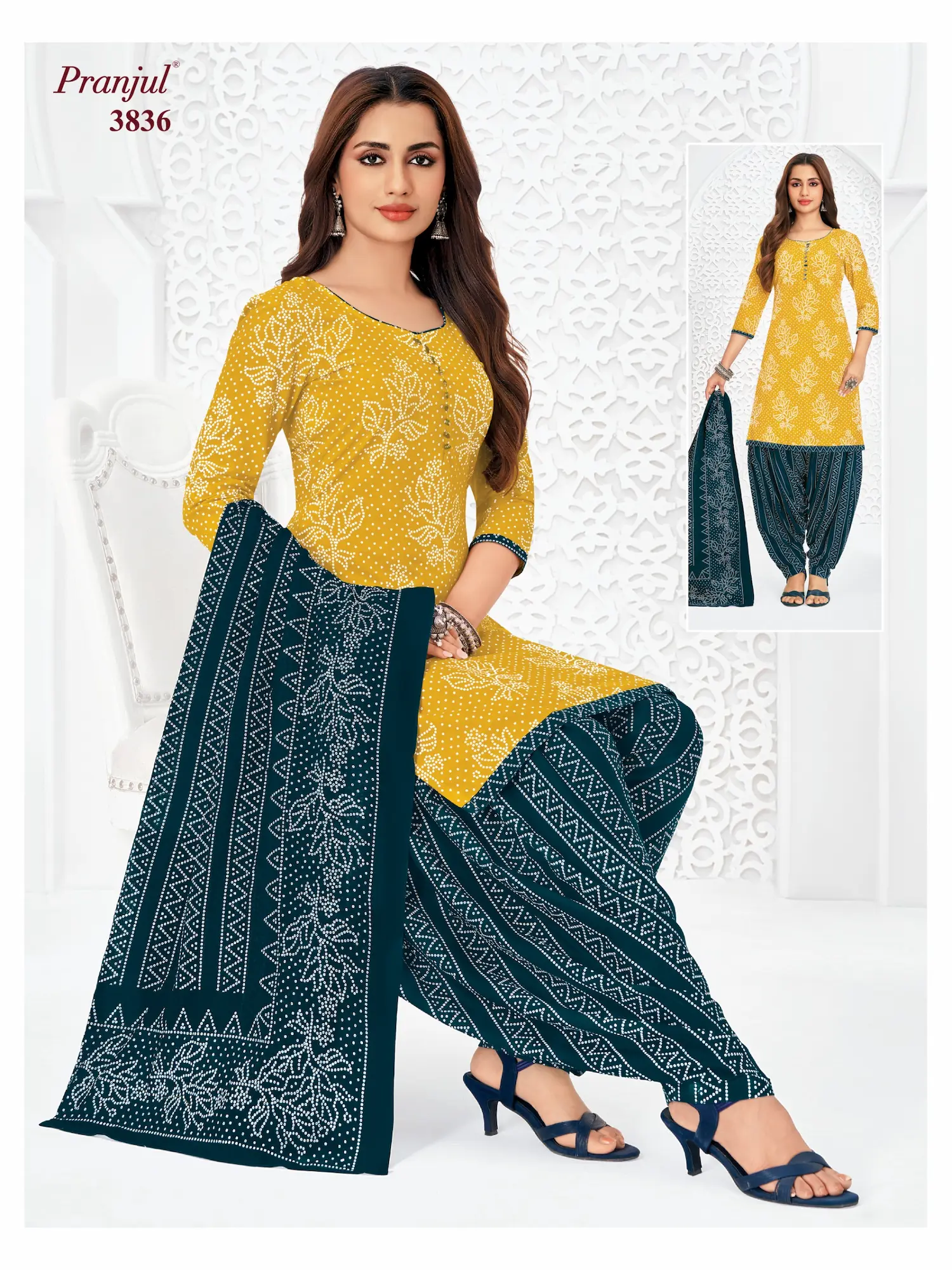 Pranjul Pattiyala Without Lining PWOL 3 Piece Cotton Salwar Suit for Women