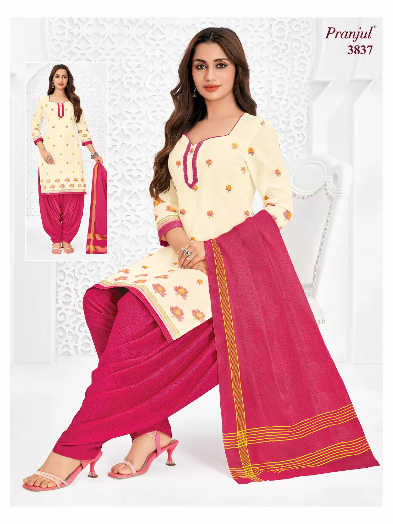 Pranjul Pattiyala Without Lining PWOL 3 Piece Cotton Salwar Suit for Women