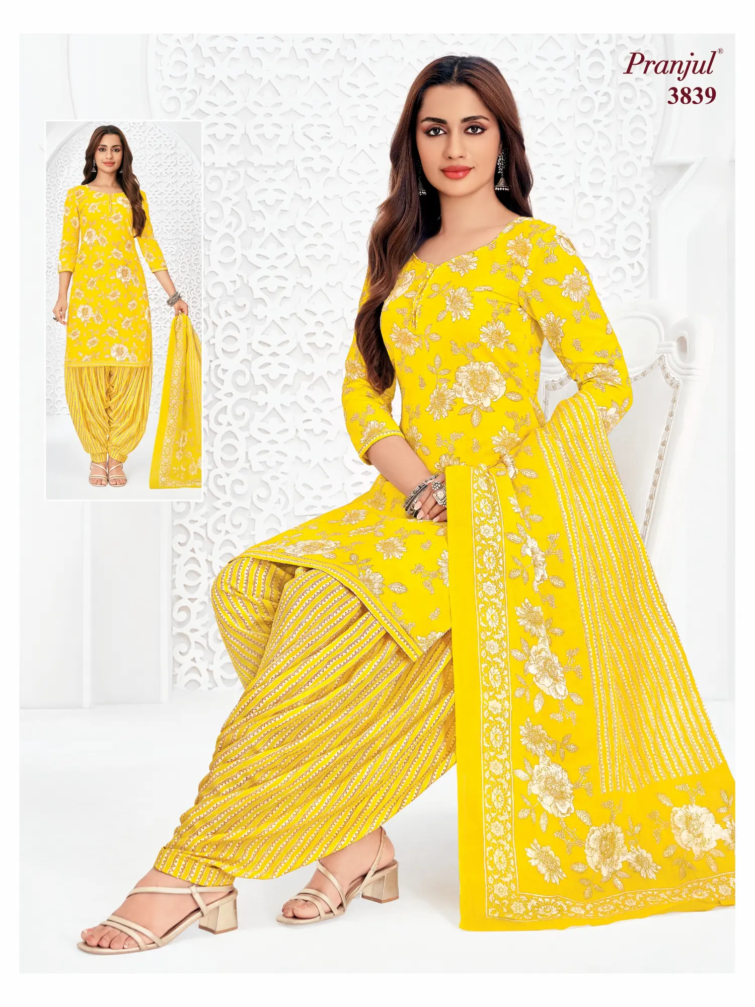 Pranjul Pattiyala Without Lining PWOL 3 Piece Cotton Salwar Suit for Women