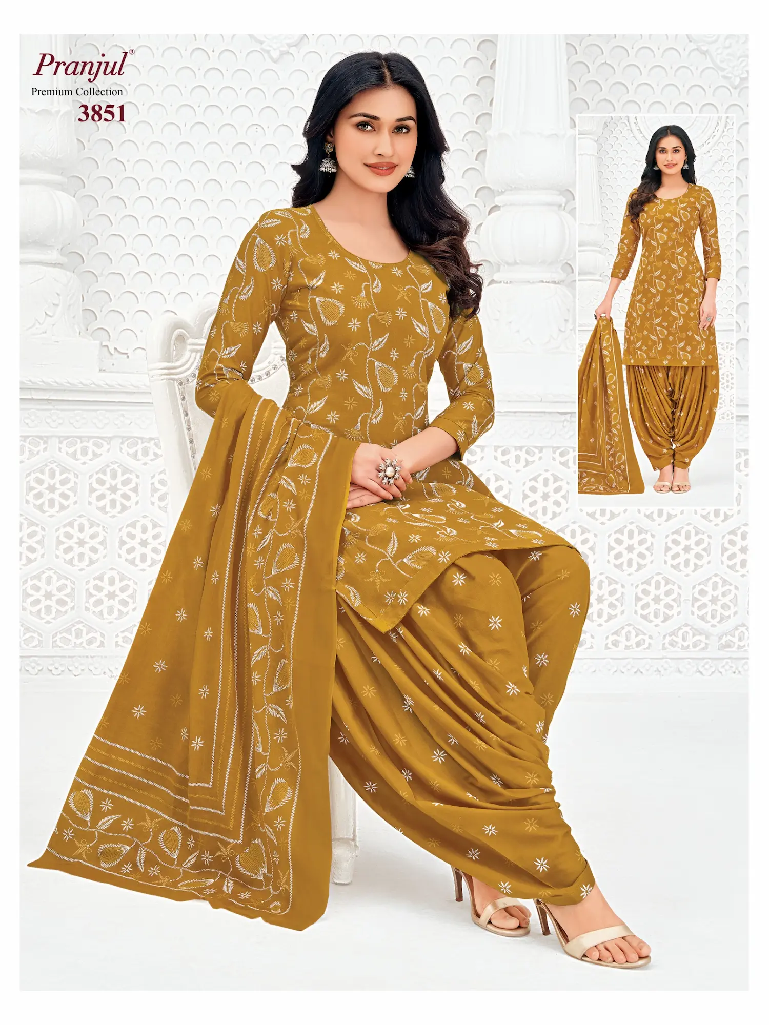 Pranjul Pattiyala Without Lining PWOL 3 Piece Cotton Salwar Suit for Women